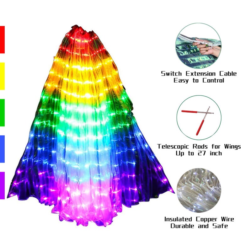 ZFBIRD LED Butterfly Wings Light Up Fairy Wings Luminous Butterfly Costumes for Halloween, Christmas and Belly Dance - Image 3